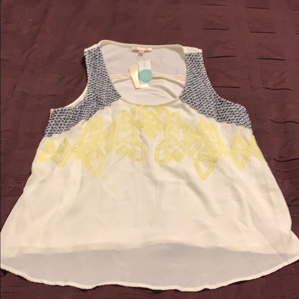 Skies Are Blue Sleeveless Embroidered Top